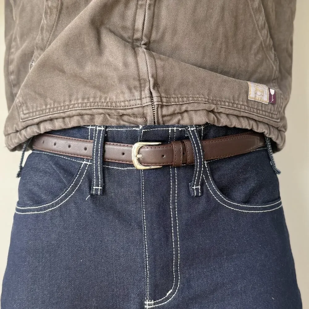 Brown Silver Boho Belt Unisex Adjustable Fit 26–34